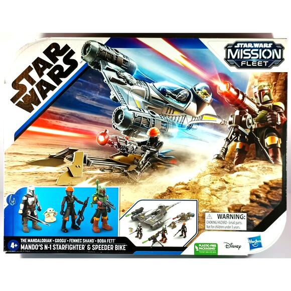 Star Wars Mission Fleet MANDO'S N-1 STARFIGHTER & SPEEDER BIKE, New, See Pics! - Picture 1 of 7